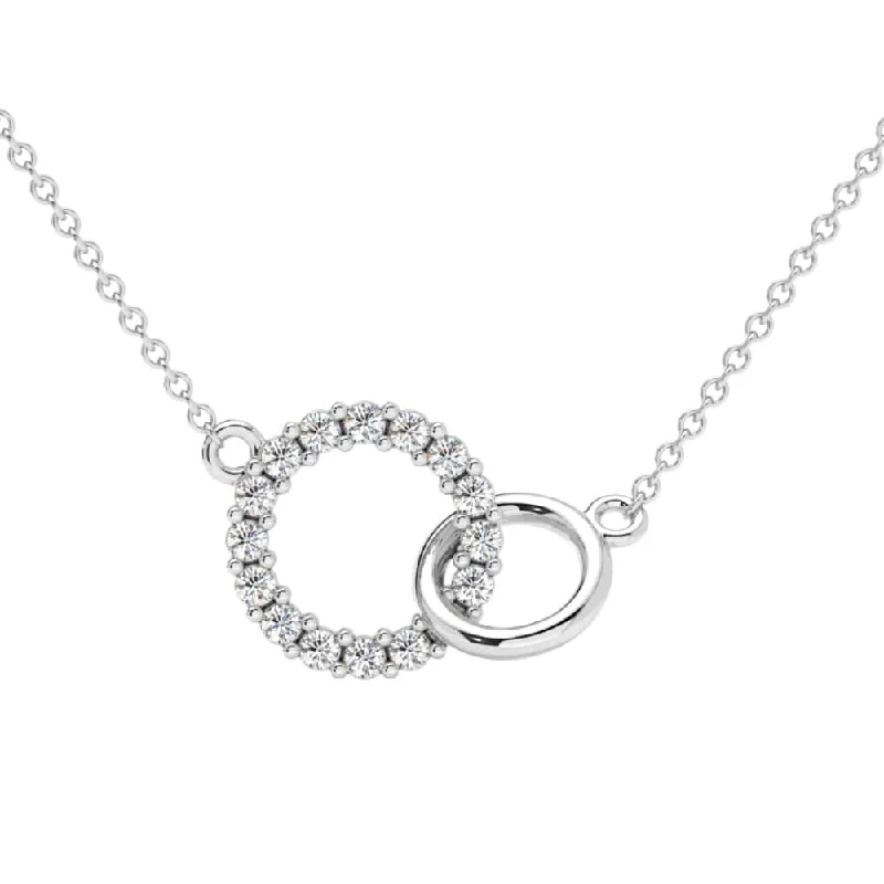 minimalist diamond necklace -1/3Ct Mini Duet Circle Diamond Necklace Gold Pendant Lab Grown 18"