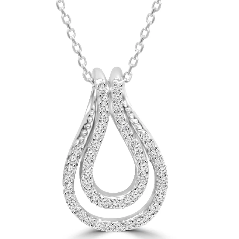 personalized name necklace -1/4Ct Diamond Everlong Knot Pendant White Gold & 18" Chain