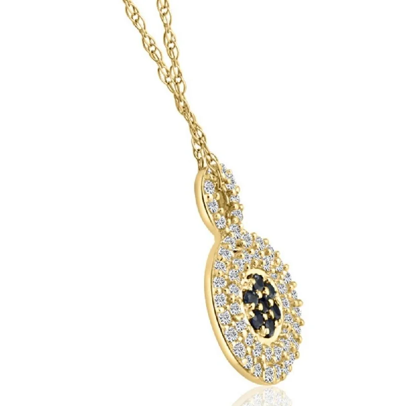 classic rope chain necklace -1/4Ct Sapphire & Natural Diamond Pendant Necklace in White or Yellow Gold 1/2"