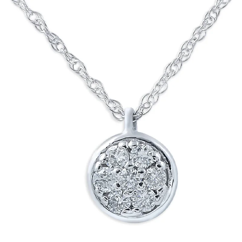 sterling silver nameplate necklace -1/6ct Pave Diamond Pendant White Gold