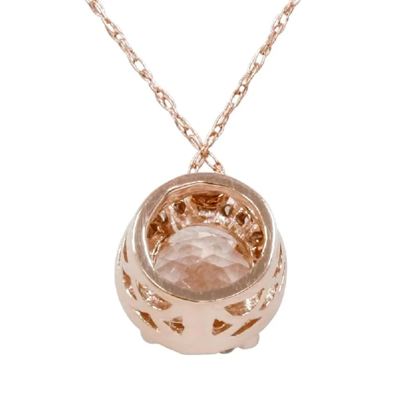 celestial star necklace for women -1 7/8ct Morganite & Diamond Halo Pendant Rose Gold