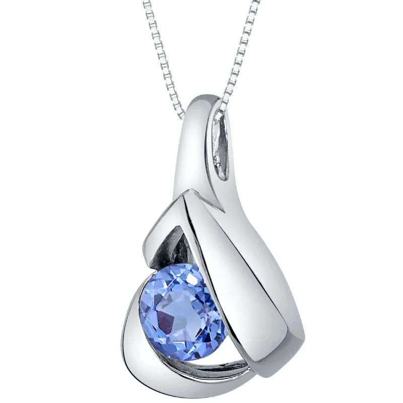 sterling silver infinity necklace -1 ct Simulated Tanzanite Pendant Necklace in Sterling Silver