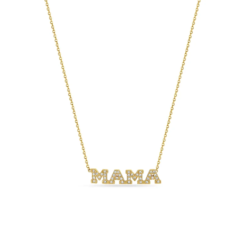 bar pendant necklace for men -14k Full Pavé Diamond MAMA Necklace