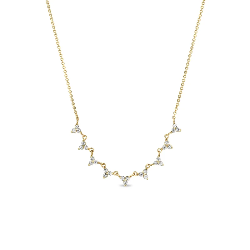 heart-shaped pendant necklace -14k 9 Linked Diamond Trio Necklace