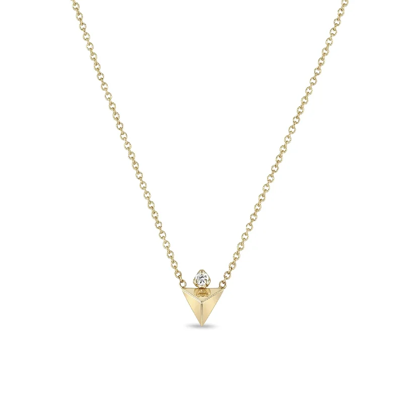 anchor pendant necklace -14k Diamond & Triangle Pyramid Necklace