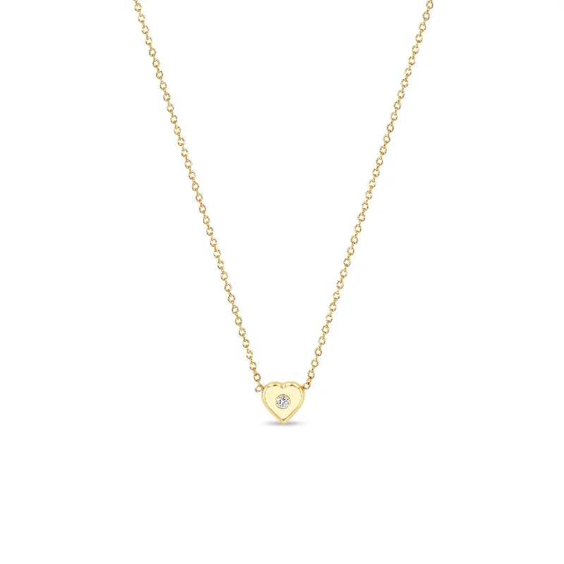 angel wing pendant necklace -14k Diamond Nugget Heart Pendant Necklace