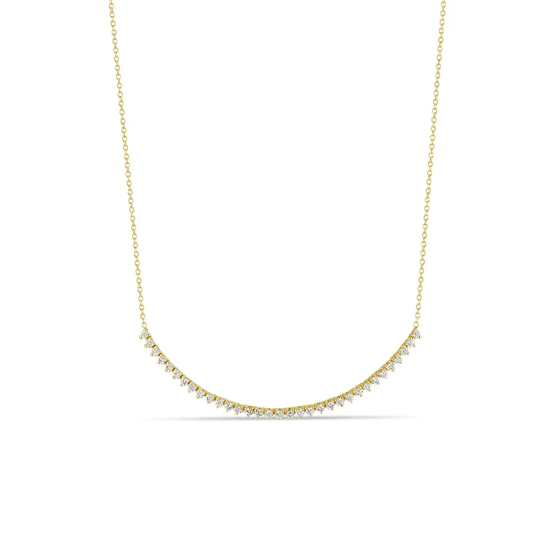 gold and diamond necklace -14k Diamond Tennis Short Segment Necklace