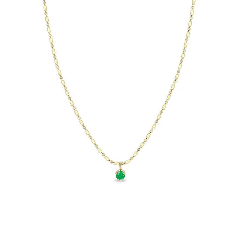 moon and star pendant necklace -14k Emerald Pendant Tube Bar Chain Necklace