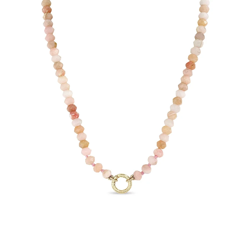 turquoise and gold necklace -14k Faceted Pink Opal Rondelle Bead Round Enhancer Necklace