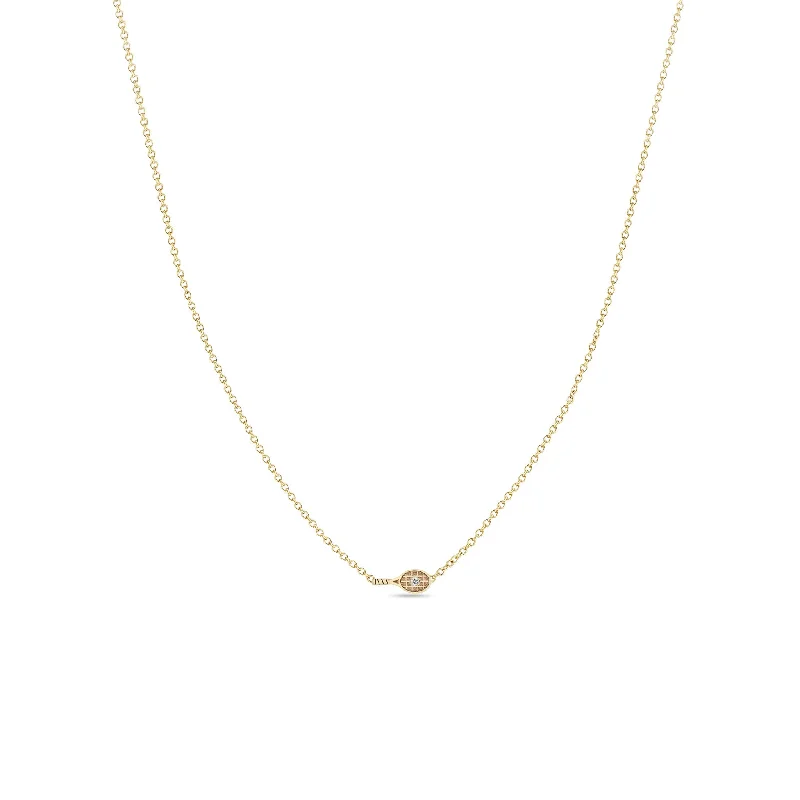 diamond solitaire necklace -14k Itty Bitty Diamond Tennis Racket Necklace