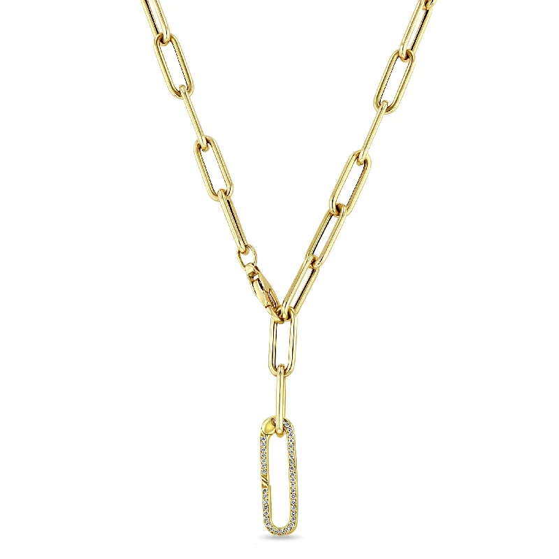 charm necklace with initials -14k Gold Large Paperclip Chain Oval Enhancer Necklace