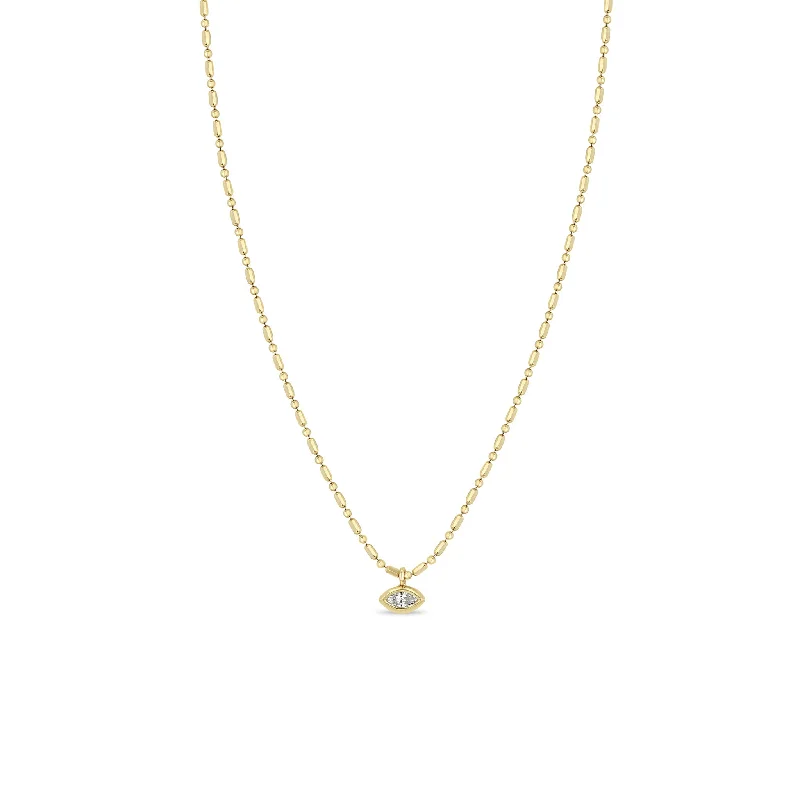 gold rope chain necklace -14k Marquise Diamond Tube Bar Chain Necklace