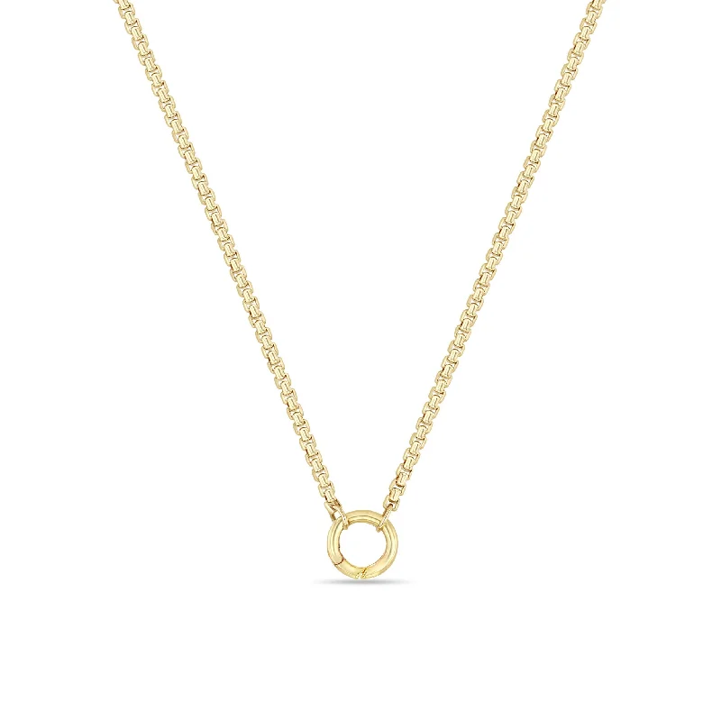 long statement necklace -14k Gold Medium Box Chain Round Enhancer Necklace