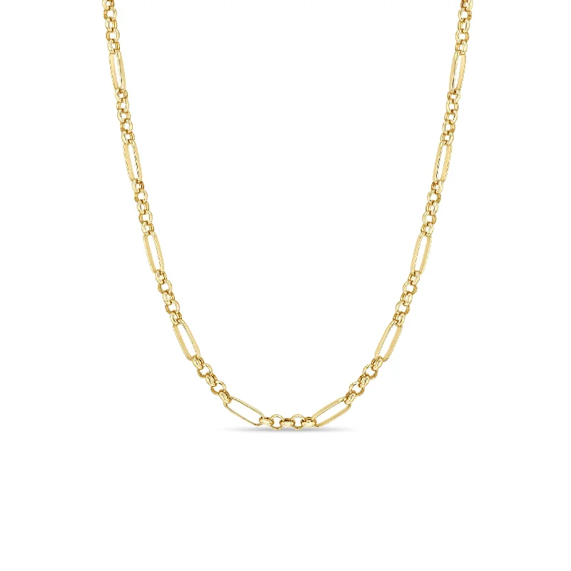 modern geometric pendant necklace -14k Gold Medium Paperclip Rolo Chain Necklace