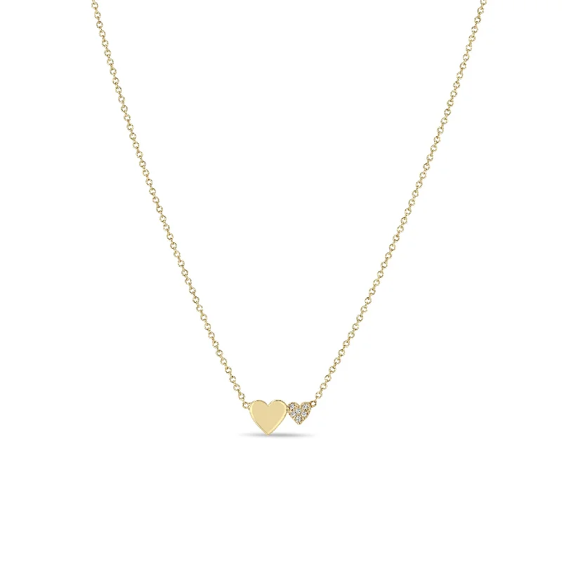 chunky chain necklace for men -14k Mixed Midi & Itty Bitty Pavé Diamond Heart Necklace