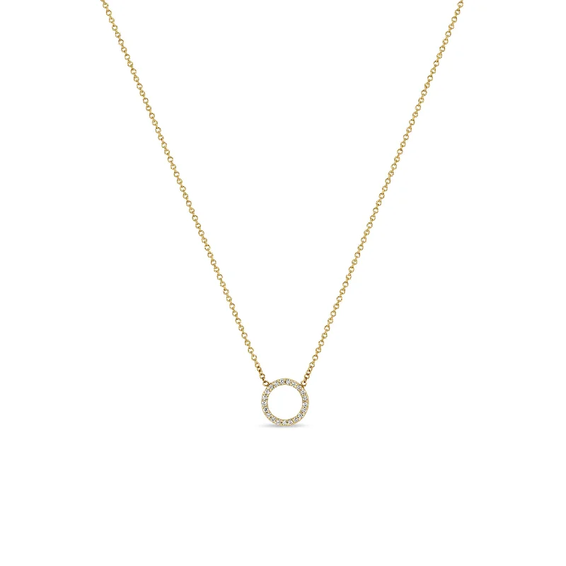 opal gemstone necklace -14k Pavé Diamond Circle Necklace