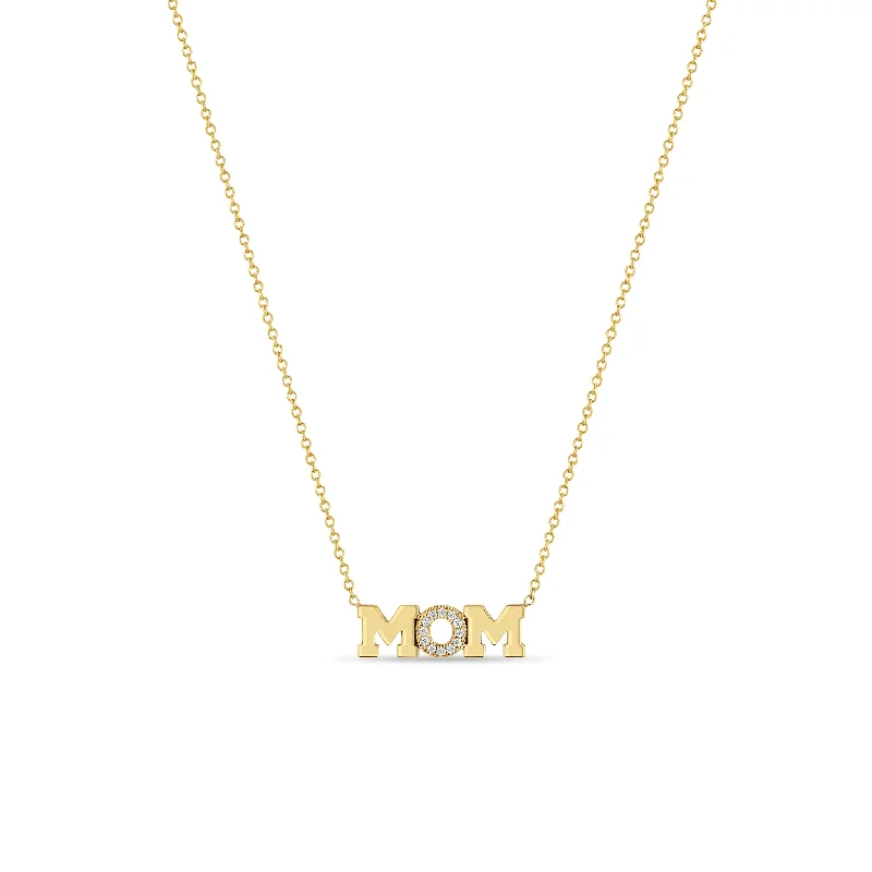 family tree necklace -14k Gold Pavé Diamond MOM Necklace