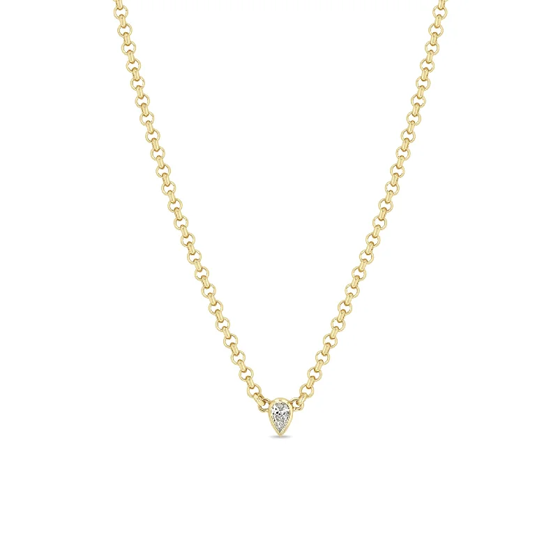 heart-shaped pendant necklace -14k Pear Diamond Small Rolo Chain Necklace