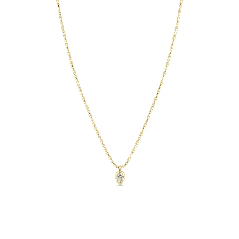 butterfly charm necklace -14k Pear Diamond Tube Bar Chain Necklace