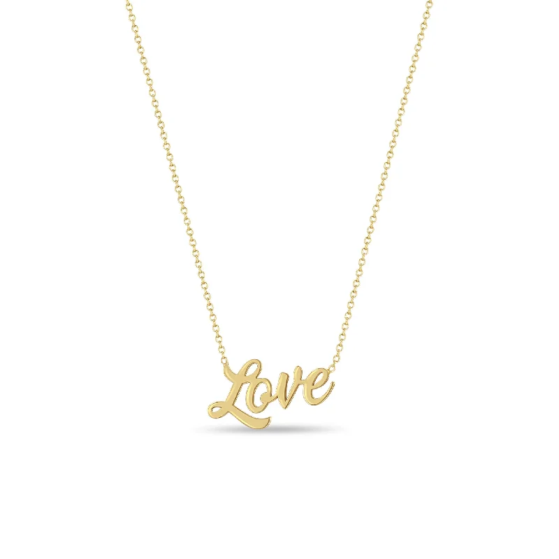 men’s lion pendant necklace -14k Gold Script Letter Love Necklace