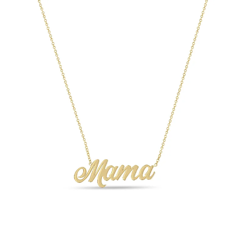 classic rope chain necklace -14k Gold Script Letter Mama Necklace