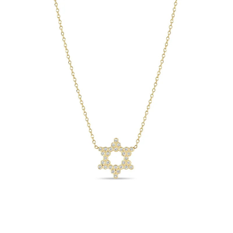 silver cross pendant necklace -14k Small Diamond Bezel Star of David Necklace