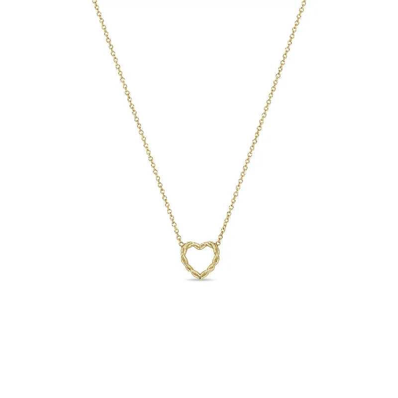 three stone pendant necklace -14k Gold Small Twisted Heart Necklace