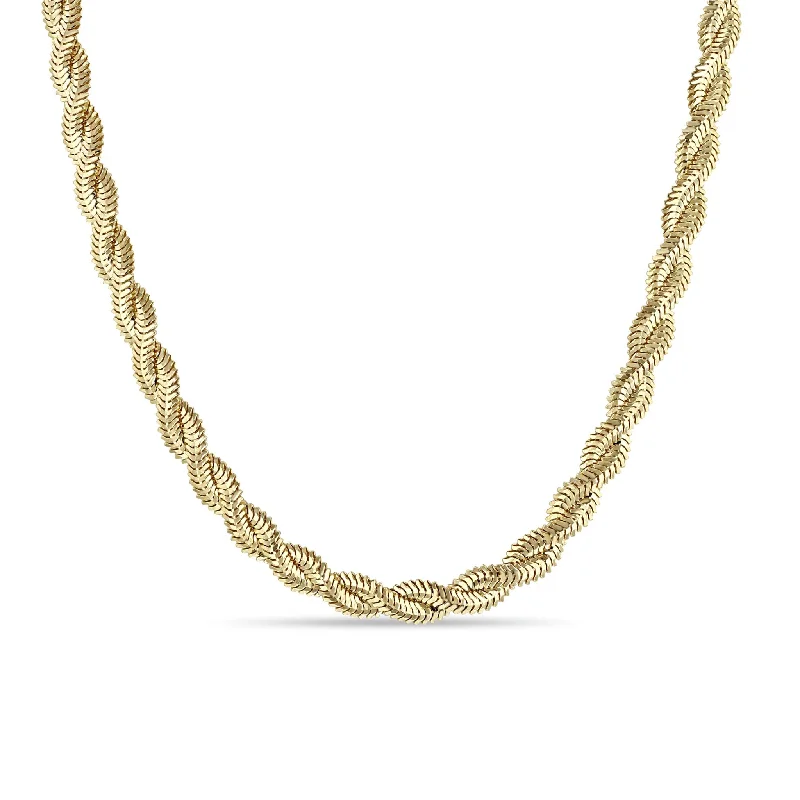 dainty bar necklace for women -14k Gold Twisted Snake Chain Necklace