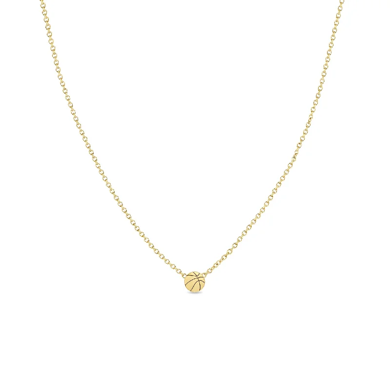 double layer necklace for women -14k Itty Bitty Basketball Necklace