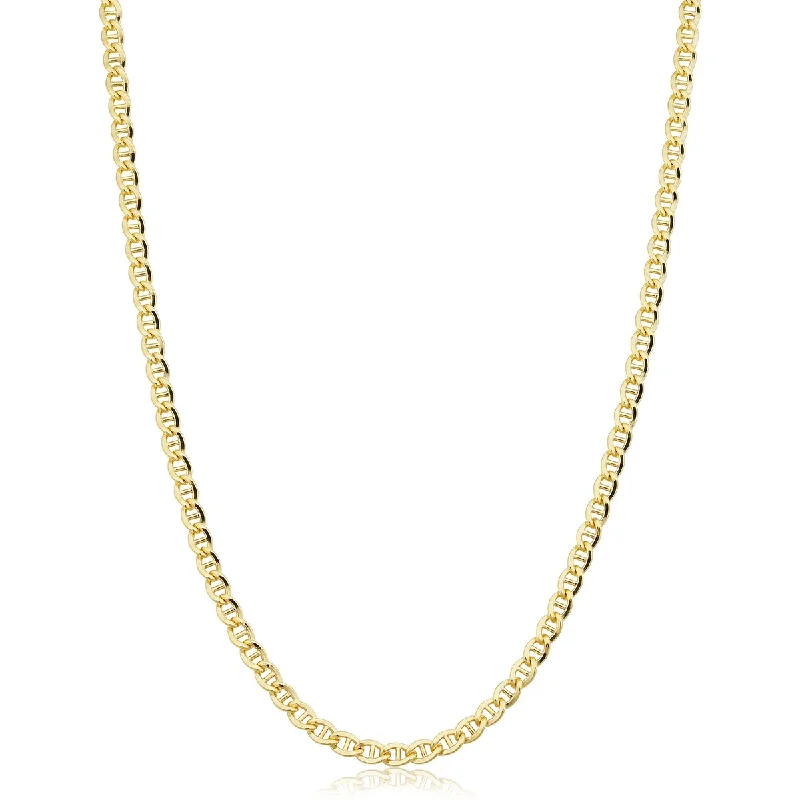 gold choker necklace for women -14k Yellow Gold Filled 3.4 mm Mariner Link Chain Necklace For Men and Women