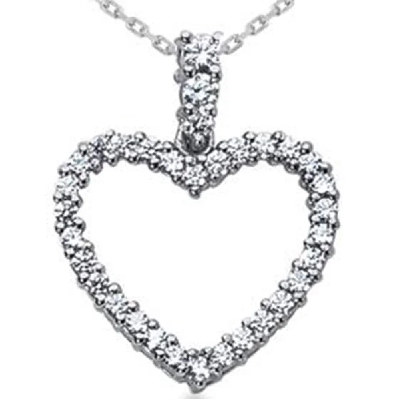 minimalist diamond necklace -1ct Diamond Heart Pendant White Gold Necklace