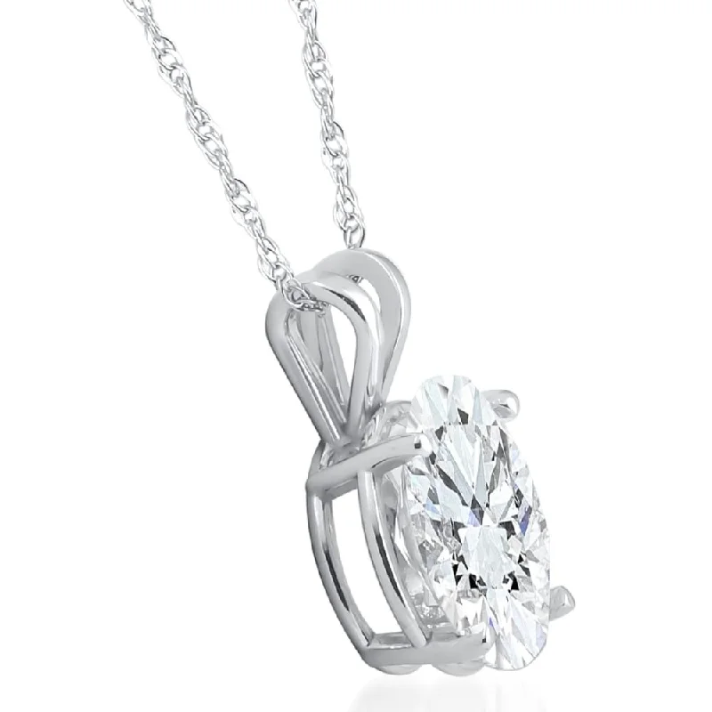 personalized coordinates necklace -2.17Ct Oval Diamond Solitaire Certified Lab Grown Diamond Pendant Necklace