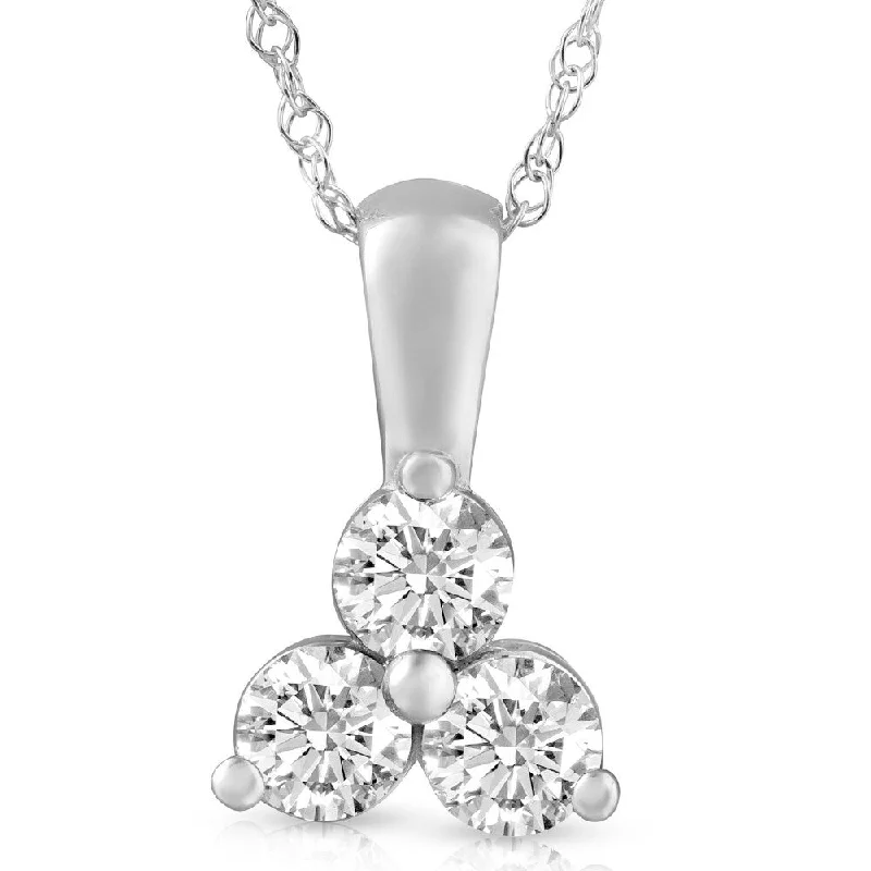 crystal healing necklace -2 Ct TW Diamond 3-Stone Pendant in White Gold Necklace