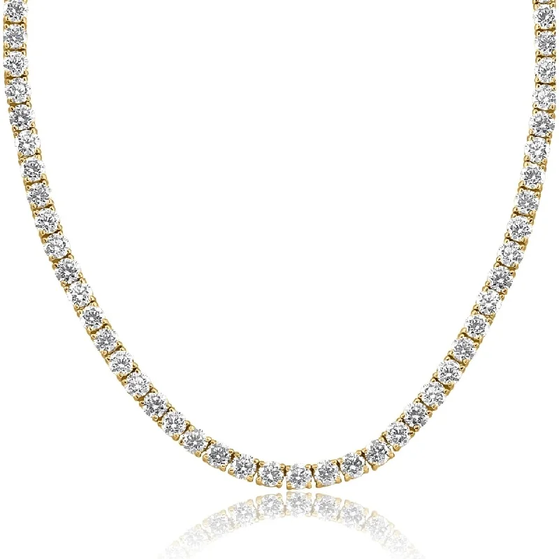 art nouveau necklace -29 Ct Diamond Tennis Necklace Yellow Gold 16" Lab Grown