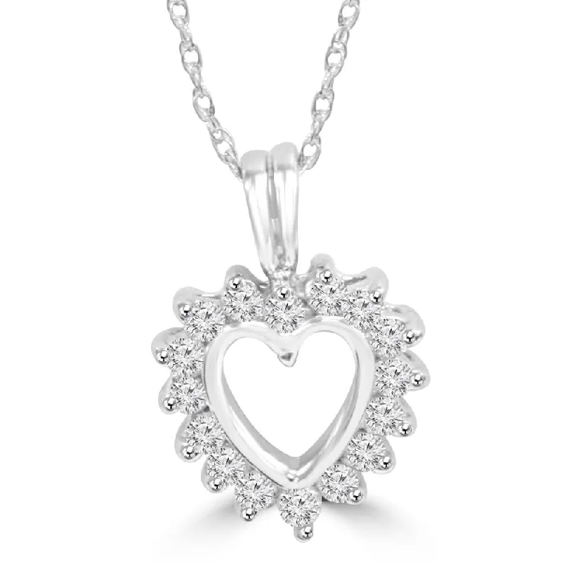 personalized name necklace -3/8ct Heart Shape Diamond Womens Pendant SOLID White Gold POPULAR Gift Item