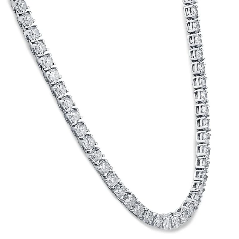 zodiac sign necklace -33 Ct Round-Cut Diamond Tennis Necklace White Gold 18"