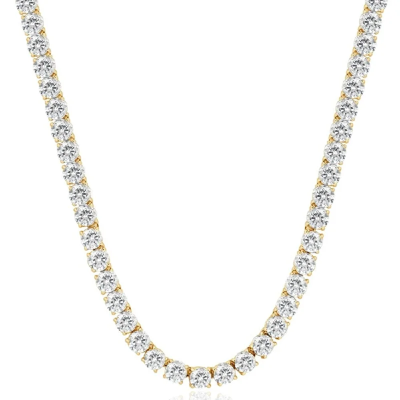 luxury emerald necklace -33 Ct Round-Cut Diamond Tennis Necklace Yellow Gold 18"