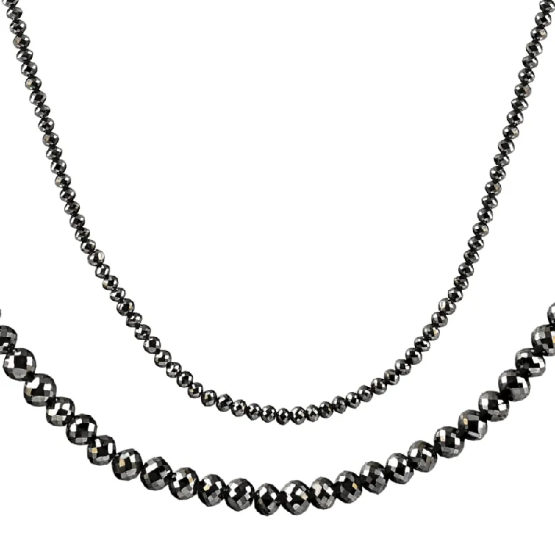 unique gemstone crystal necklace -33Ct Black Diamond Necklace in Gold 16" With 2" Extender