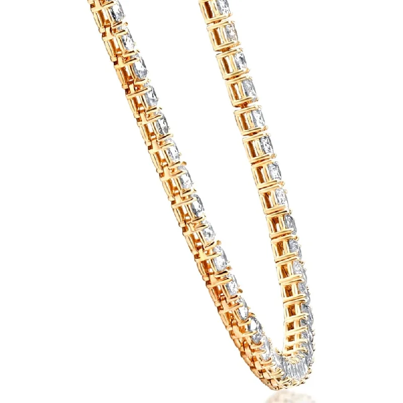 turquoise and gold necklace -43.50Ct Natural Diamond Men's Tennis Necklace Solid Yellow Gold 24"