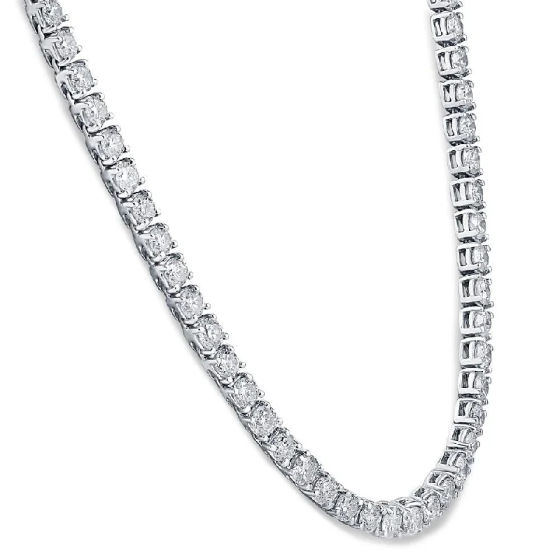 dainty bar necklace for women -8Ct TW Natural Diamond Tennis Necklace White Gold 18"