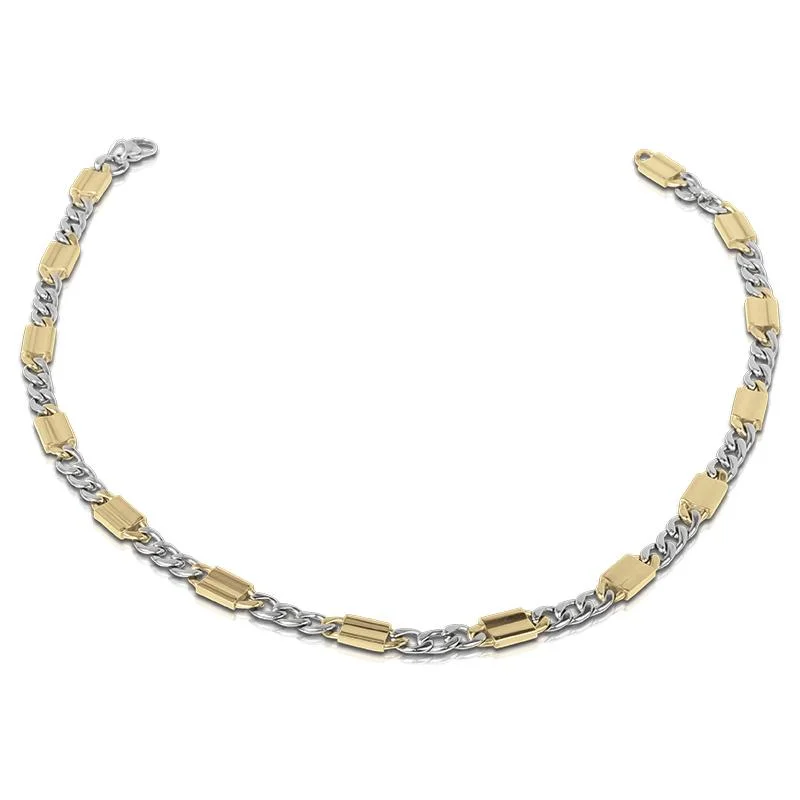 silver chain necklace for men -Andrea Two-Tone Steel Necklace