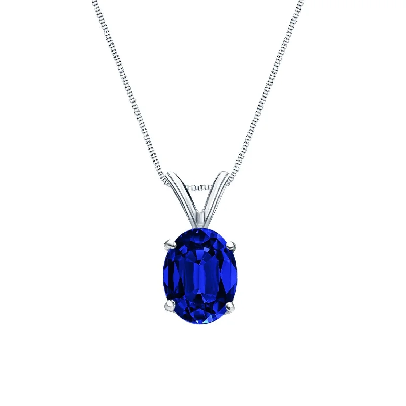 vintage style choker necklace -Auriya 14K Gold Lab Grown Gemstone Blue Sapphire Pendant Oval 0.20 to 1.00 ct. tw. 4-Prong Basket