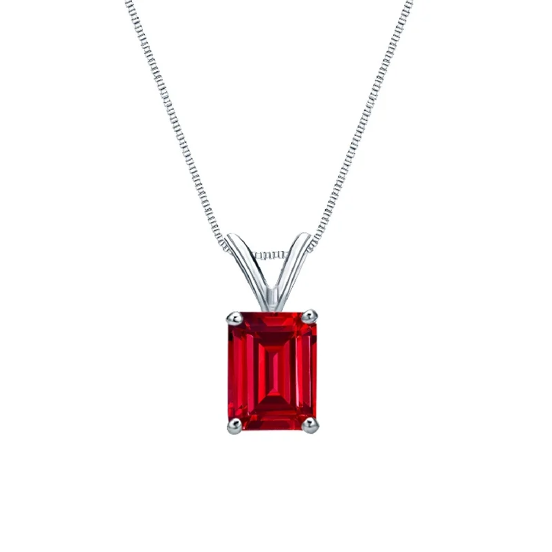 adjustable necklace with charm -Auriya 14K Gold Lab Grown Gemstone Ruby Pendant Emerald 0.20 to 1.00 ct. tw. 4-Prong Basket