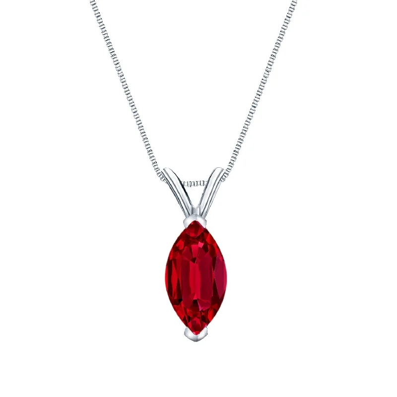 butterfly shaped pendant necklace -Auriya 14K Gold Lab Grown Gemstone Ruby Pendant Marquise 0.20 to 1.00 ct. tw. V-End Prong