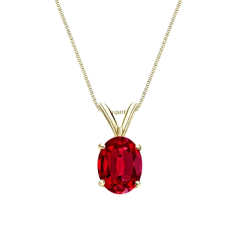 chunky chain necklace for men -Auriya 14K Gold Lab Grown Gemstone Ruby Pendant Oval 0.20 to 1.00 ct. tw. 4-Prong Basket