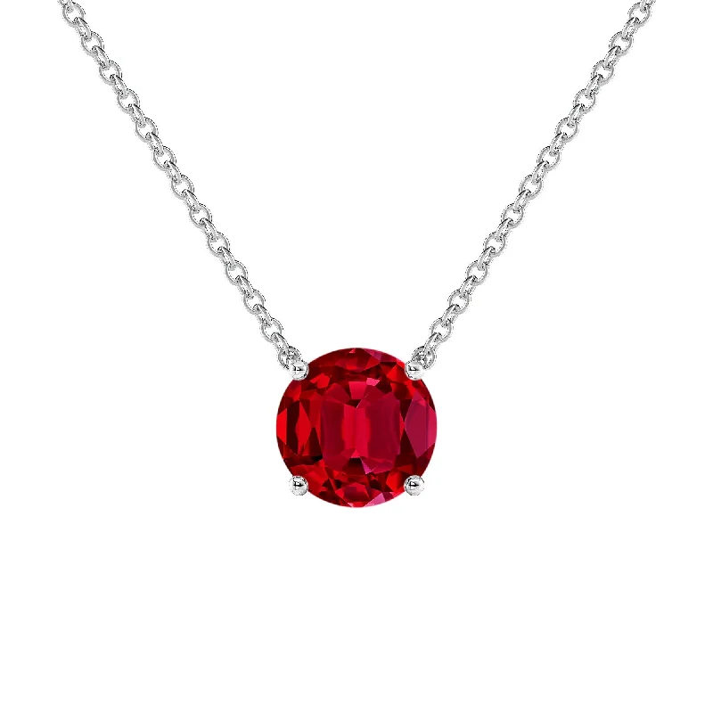 silver cross pendant necklace -Auriya 14K Gold Lab Grown Gemstone Ruby Pendant Round 0.20 to 1.00 ct. tw. 4-Prong