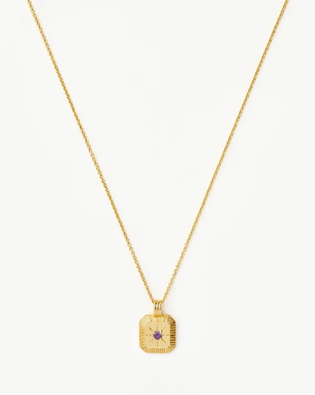 chakra healing stone necklace -February Birthstone Pendant Necklace | 18ct Gold Vermeil/Amethyst