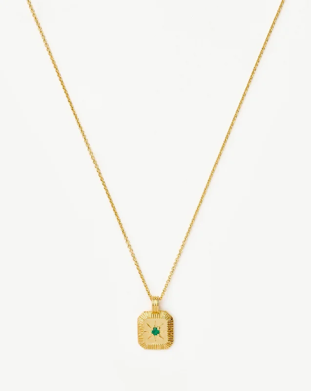 twisted chain necklace for men -May Birthstone Pendant Necklace | 18ct Gold Vermeil/Dyed Green Chalcedony