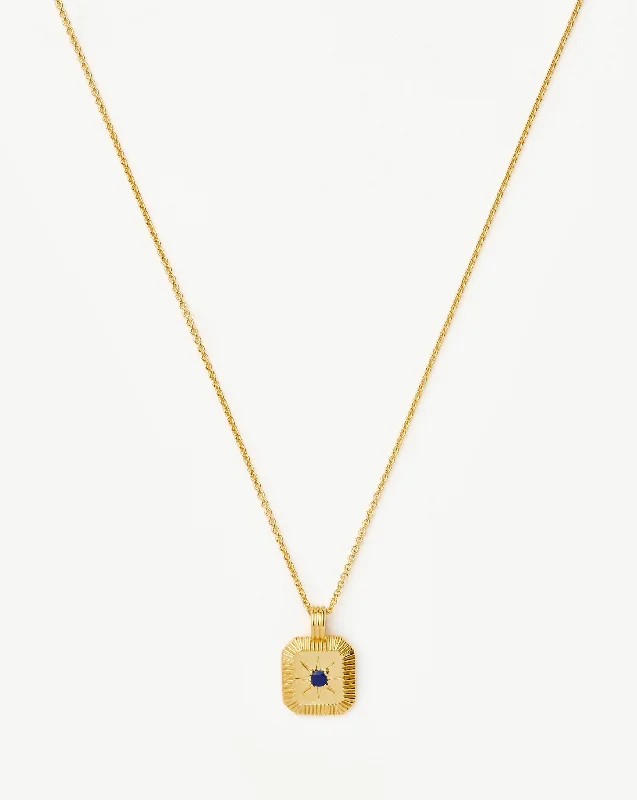 simple chain necklace for women -September Birthstone Pendant Necklace | 18ct Gold Vermeil/Lapis