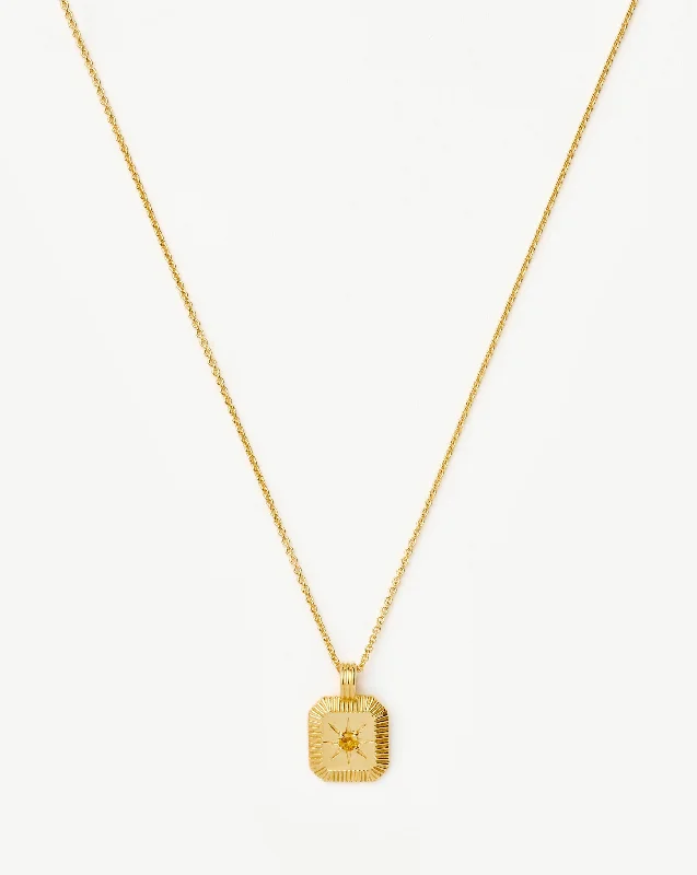 heart and key pendant necklace -November Birthstone Pendant Necklace | 18ct Gold Vermeil/Citrine